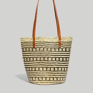 Madewell x Tierra y Mano Baja Basket Woven Palm Wicker Bucket Bag